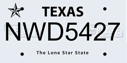 NWD5427 Texas License Plate