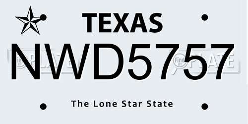 NWD5757 Texas License Plate