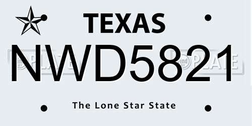 NWD5821 Texas License Plate