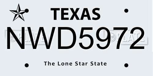 NWD5972 Texas License Plate