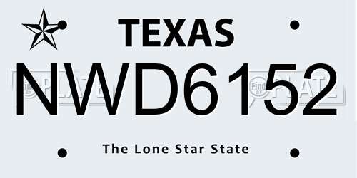NWD6152 Texas License Plate