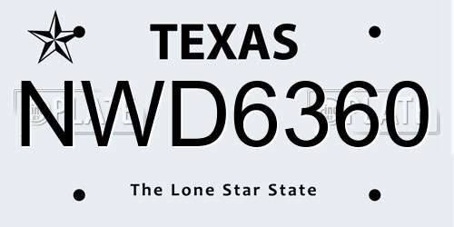 NWD6360 Texas License Plate