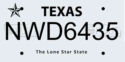 NWD6435 Texas License Plate