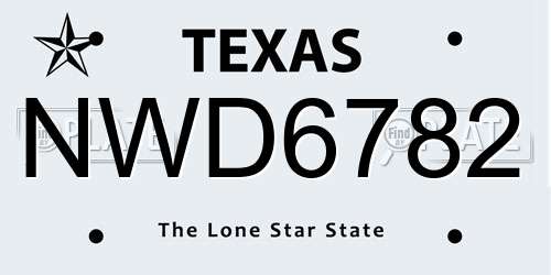 NWD6782 Texas License Plate