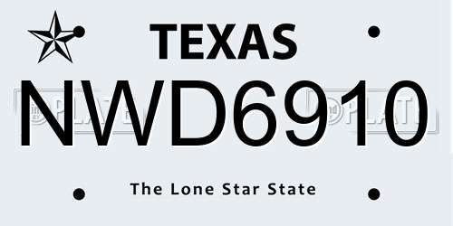 NWD6910 Texas License Plate