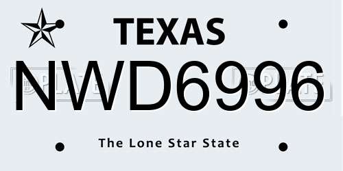 NWD6996 Texas License Plate