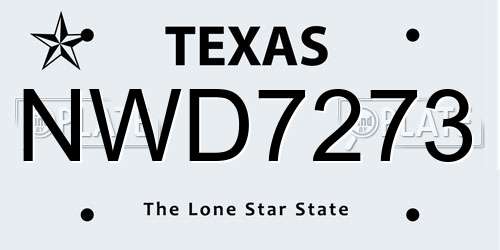 NWD7273 Texas License Plate