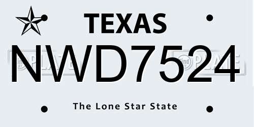 NWD7524 Texas License Plate