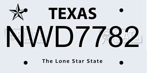 NWD7782 Texas License Plate