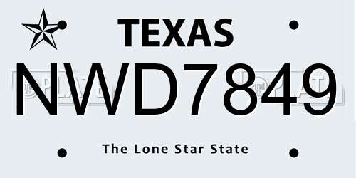 NWD7849 Texas License Plate