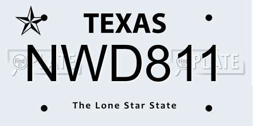 NWD811 Texas License Plate