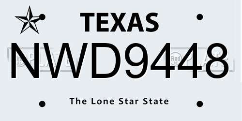 NWD9448 Texas License Plate