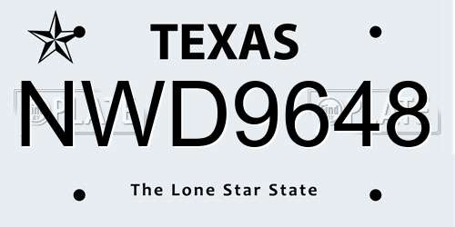 NWD9648 Texas License Plate