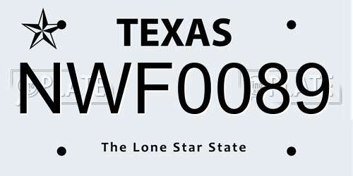 NWF0089 Texas License Plate