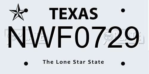 NWF0729 Texas License Plate