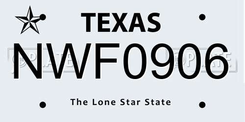 NWF0906 Texas License Plate