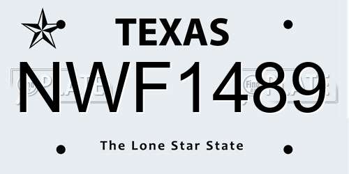 NWF1489 Texas License Plate