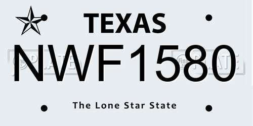 NWF1580 Texas License Plate
