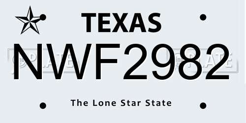 NWF2982 Texas License Plate