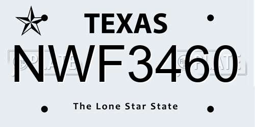 NWF3460 Texas License Plate
