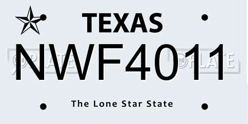 NWF4011 Texas License Plate