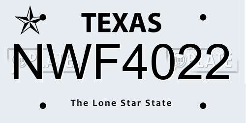 NWF4022 Texas License Plate