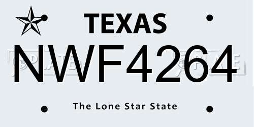NWF4264 Texas License Plate