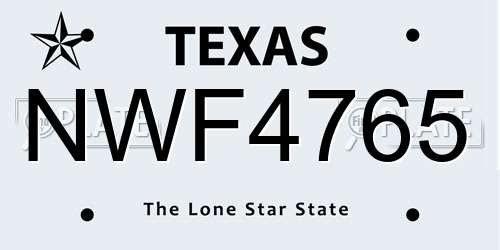 NWF4765 Texas License Plate