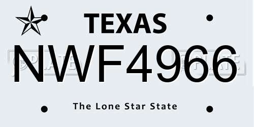 NWF4966 Texas License Plate
