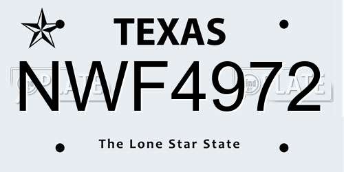 NWF4972 Texas License Plate