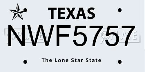NWF5757 Texas License Plate