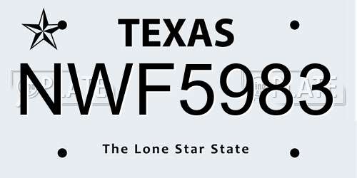 NWF5983 Texas License Plate