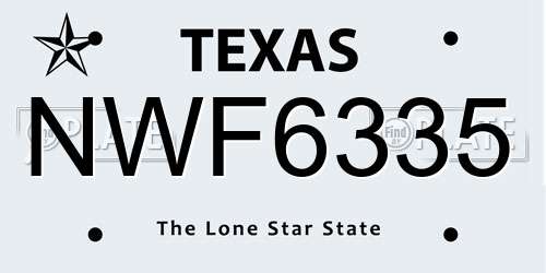 NWF6335 Texas License Plate