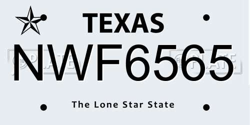 NWF6565 Texas License Plate