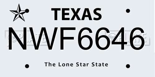 NWF6646 Texas License Plate