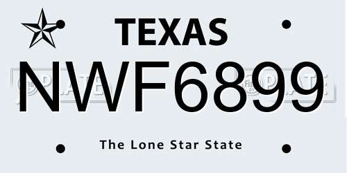 NWF6899 Texas License Plate