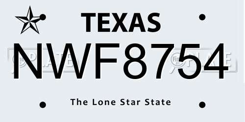 NWF8754 Texas License Plate