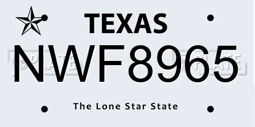 NWF8965 Texas License Plate