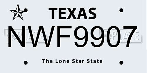 NWF9907 Texas License Plate