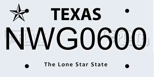NWG0600 Texas License Plate