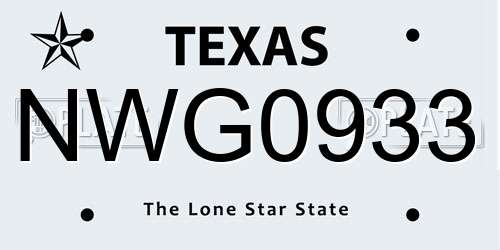 NWG0933 Texas License Plate