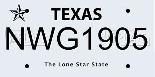 NWG1905 Texas License Plate
