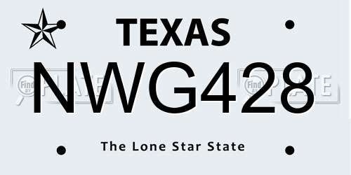 NWG428 Texas License Plate