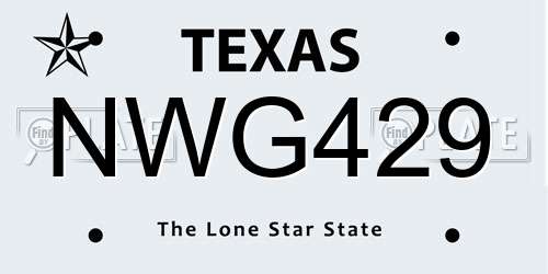 NWG429 Texas License Plate