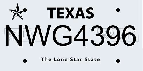 NWG4396 Texas License Plate