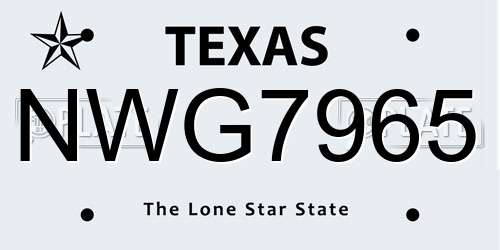 NWG7965 Texas License Plate