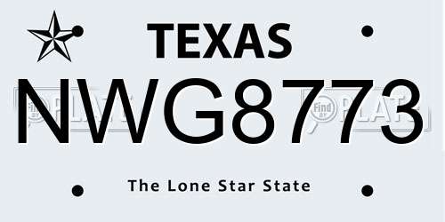 NWG8773 Texas License Plate