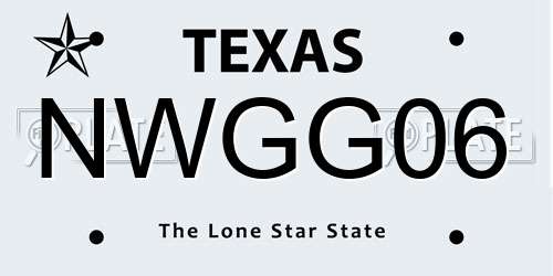 NWGG06 Texas License Plate