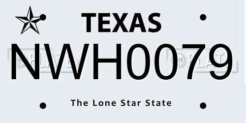 NWH0079 Texas License Plate
