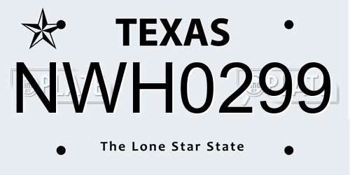 NWH0299 Texas License Plate